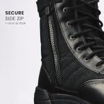 Men's Black Tactical Combat Boots with Zip and Laces