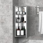 Stylish Corner Mirror Cabinet with Three Shelves