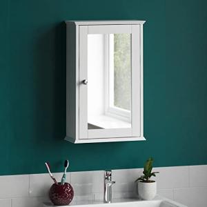 White Wall-Mounted Bathroom Cabinet with Mirror