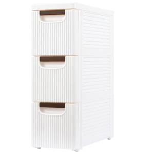 Narrow Rolling Bathroom Cabinet with 3 Drawers