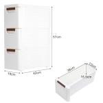 Narrow Rolling Bathroom Cabinet with 3 Drawers