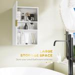 Kleankin White Bathroom Wall Cabinet with Shelves