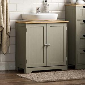 Grey & Oak Under Sink Bathroom Storage Cabinet