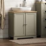 Grey & Oak Under Sink Bathroom Storage Cabinet