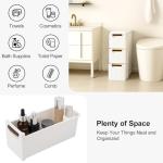 Narrow Rolling Bathroom Cabinet with 3 Drawers