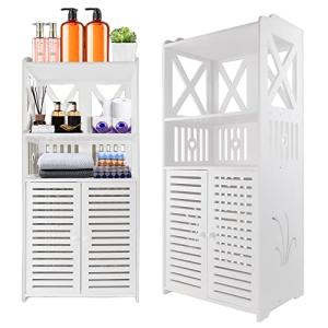 Waterproof Freestanding Bathroom Storage Cabinet, White