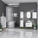 Kleankin White Bathroom Wall Cabinet with Shelves