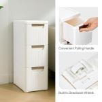Narrow Rolling Bathroom Cabinet with 3 Drawers