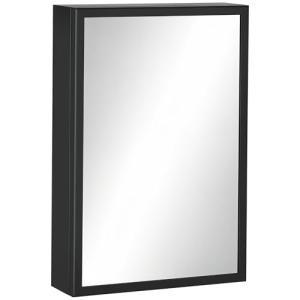 Wall-Mounted Bathroom Cabinet with Mirror, Black