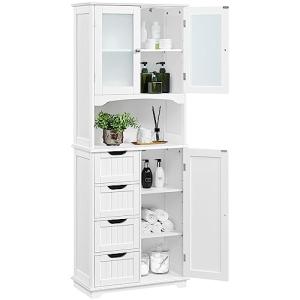 Yaheetech Freestanding Tall Bathroom Storage Cabinet