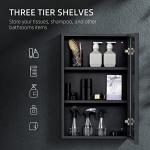 Wall-Mounted Bathroom Cabinet with Mirror, Black