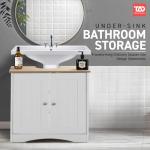 Stylish White & Oak Bathroom Sink Cabinet