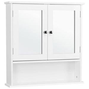 White Wall-Mounted Bathroom Cabinet with Mirror