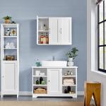 Stylish White Wall-Mounted Bathroom Cabinet with Shelves