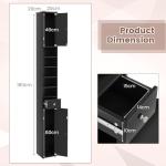 COSTWAY Slim Bathroom Storage Cabinet - Black