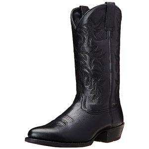 Men's Black Embroidered Cowboy Boots, Slip-On Style