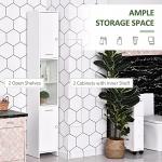 Slim Tall Bathroom Storage Cabinet with Cupboard