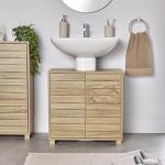 Oak Wood Under Sink Bathroom Storage Cabinet
