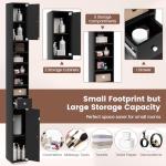 COSTWAY Slim Bathroom Storage Cabinet - Black
