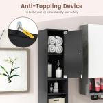 COSTWAY Slim Bathroom Storage Cabinet - Black