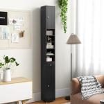COSTWAY Slim Bathroom Storage Cabinet - Black