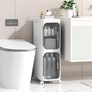 Slim Waterproof Bathroom Trolley with Wheels