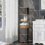 Tall Corner Storage Cabinet with 3 Drawers