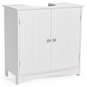 White Under Sink Bathroom Cabinet with Shelves