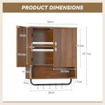 LYNCOHOME Deep Bathroom Cabinet with Towel Bar