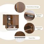 LYNCOHOME Deep Bathroom Cabinet with Towel Bar