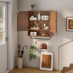 LYNCOHOME Deep Bathroom Cabinet with Towel Bar