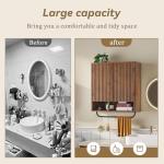 LYNCOHOME Deep Bathroom Cabinet with Towel Bar