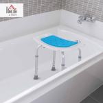 Adjustable Blue Bath Stool with Padded Seat