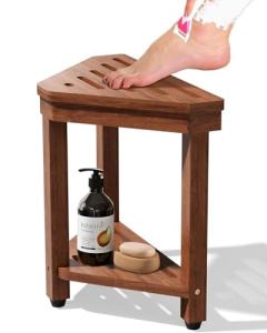 Acacia Shower Foot Rest and Storage Bench