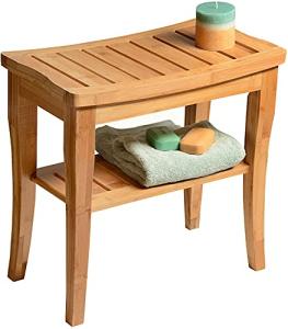 Bamboo 2-Tier Bathroom Stool and Shoe Rack