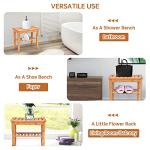 Bamboo Shower Bench with Storage Shelf & Non-Slip Feet