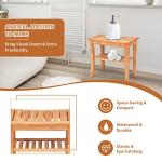 Bamboo Shower Bench with Storage Shelf & Non-Slip Feet