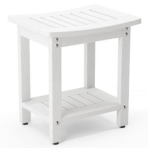 LUE BONA Waterproof Shower Stool with Storage Shelf