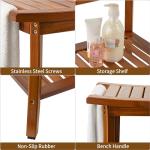 Utoplike Wooden Shower Bench with Storage Shelf