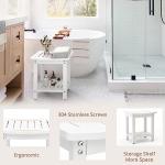 LUE BONA Waterproof Shower Stool with Storage Shelf