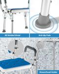 Adjustable Shower Stool with Detachable Handrails
