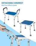 Adjustable Shower Stool with Detachable Handrails