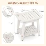 COSTWAY Waterproof Shower Bench with Storage Shelf