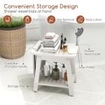 COSTWAY Waterproof Shower Bench with Storage Shelf