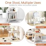 COSTWAY Waterproof Shower Bench with Storage Shelf