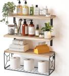 Pipishell Floating Shelves with Wire Basket Set