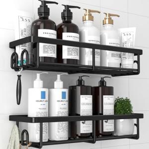 Kitsure 2 Pack Rustproof Shower Caddy - Minimalist Black