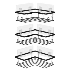 Rustproof Corner Shower Caddy with Hooks - 3-Pack