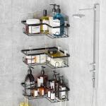 Rustproof Corner Shower Caddy with Hooks - 3-Pack