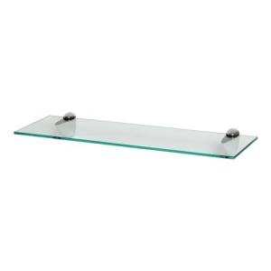Floating Glass Wall Shelf with Silver Brackets